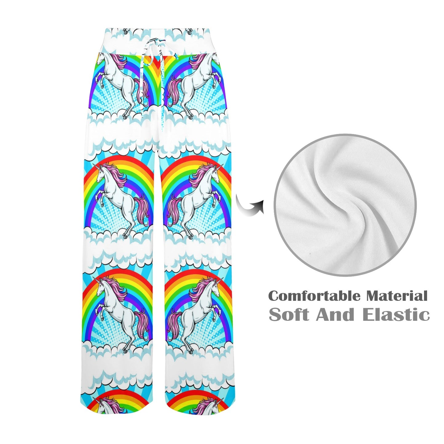 Unicorn Rainbow Women's Wide Leg Lounge Pants