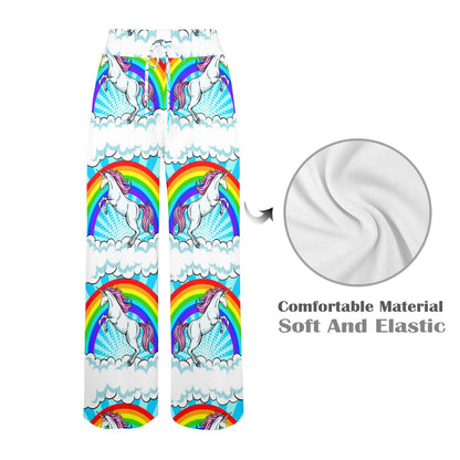 Unicorn Rainbow Women's Wide Leg Lounge Pants