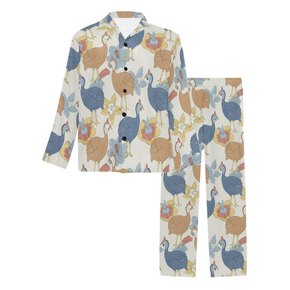 Guinea Fowl Pattern Print Design 01 Men's Long Pajama Set