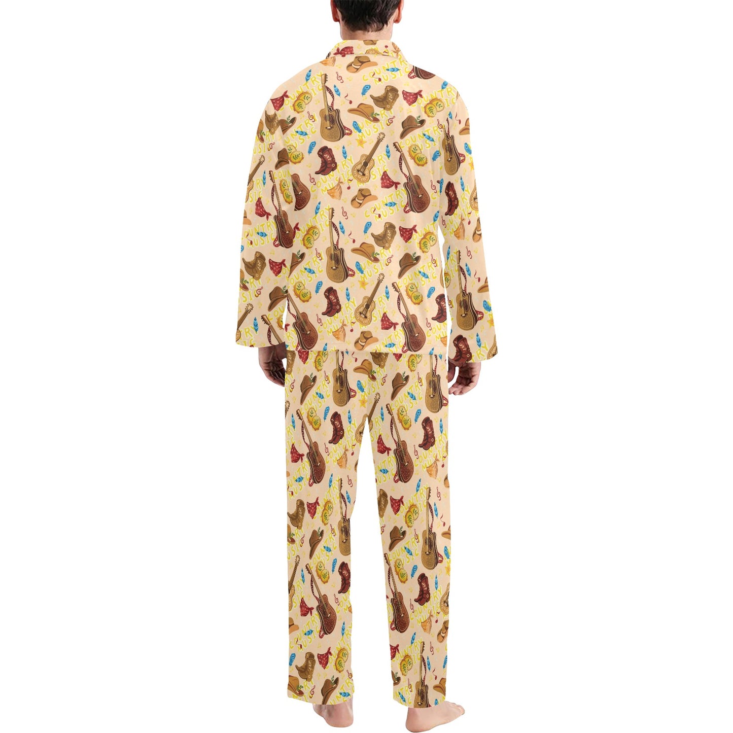 Western Lifestyle Print Design LKS303 Men's Long Pajama Set