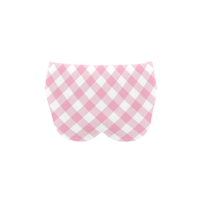 Gingham Pink Pattern Print Design 02 Men's Swimming Briefs