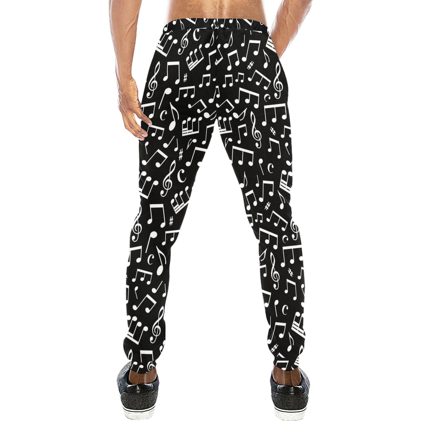 Music Note Black white Themed Print Men's Sweatpants