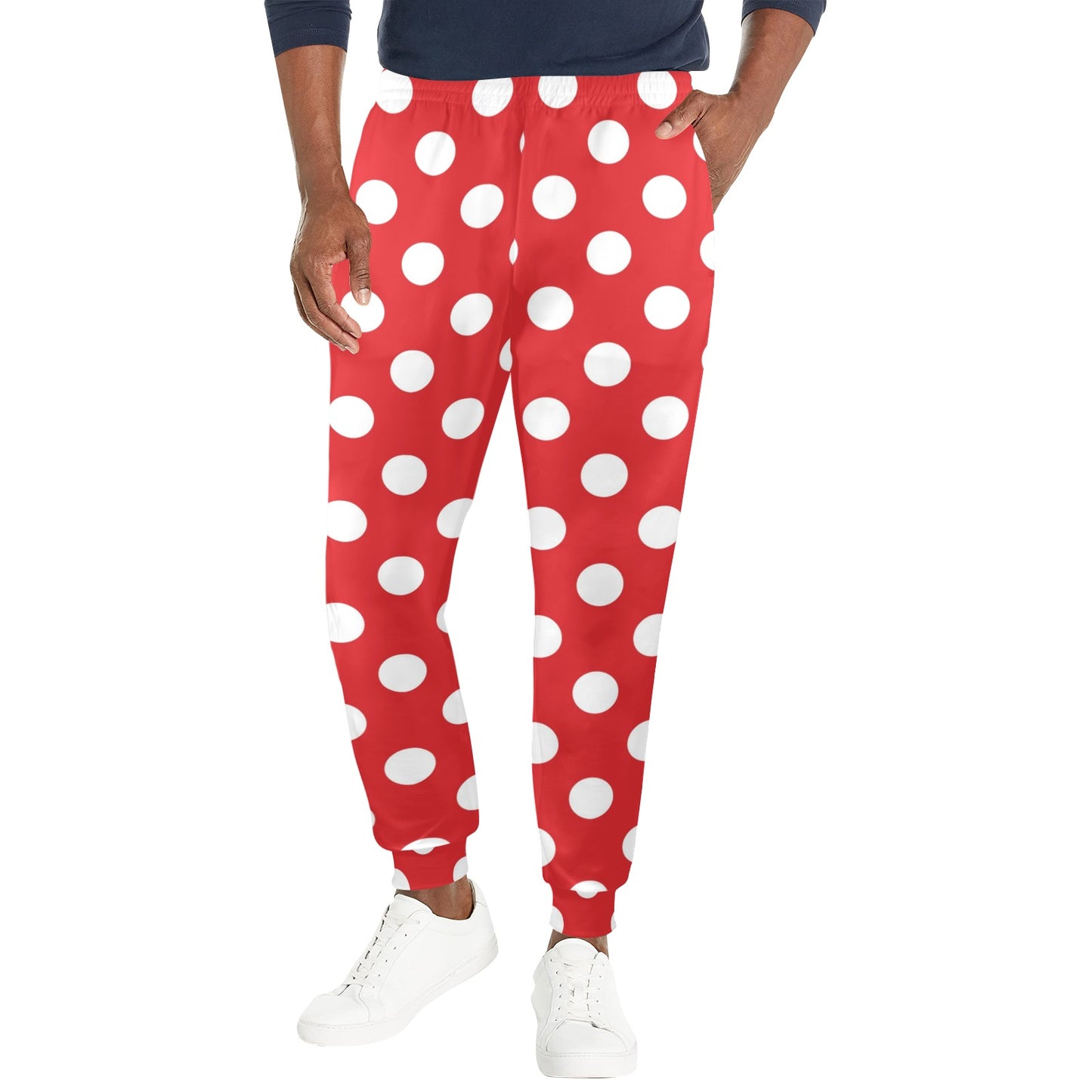 Polka Dot Red Pattern Print Design 04 Men's Casual Track Pants