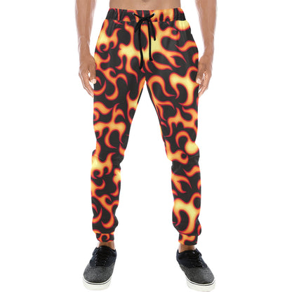 Flame Fire Themed Print Men's Sweatpants