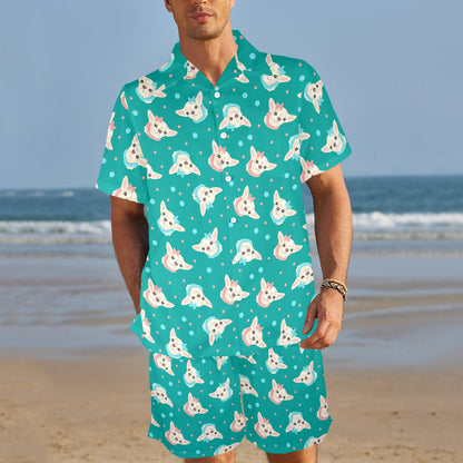 Chihuahua Polka Dot Pattern Men's Beach Shirt and Shorts Set