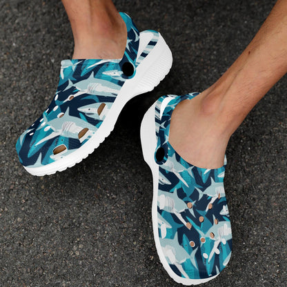 Shark Design Print Unisex Clogs Shoes