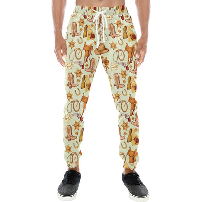 Western Cowboy Design Pattern Men's Sweatpants