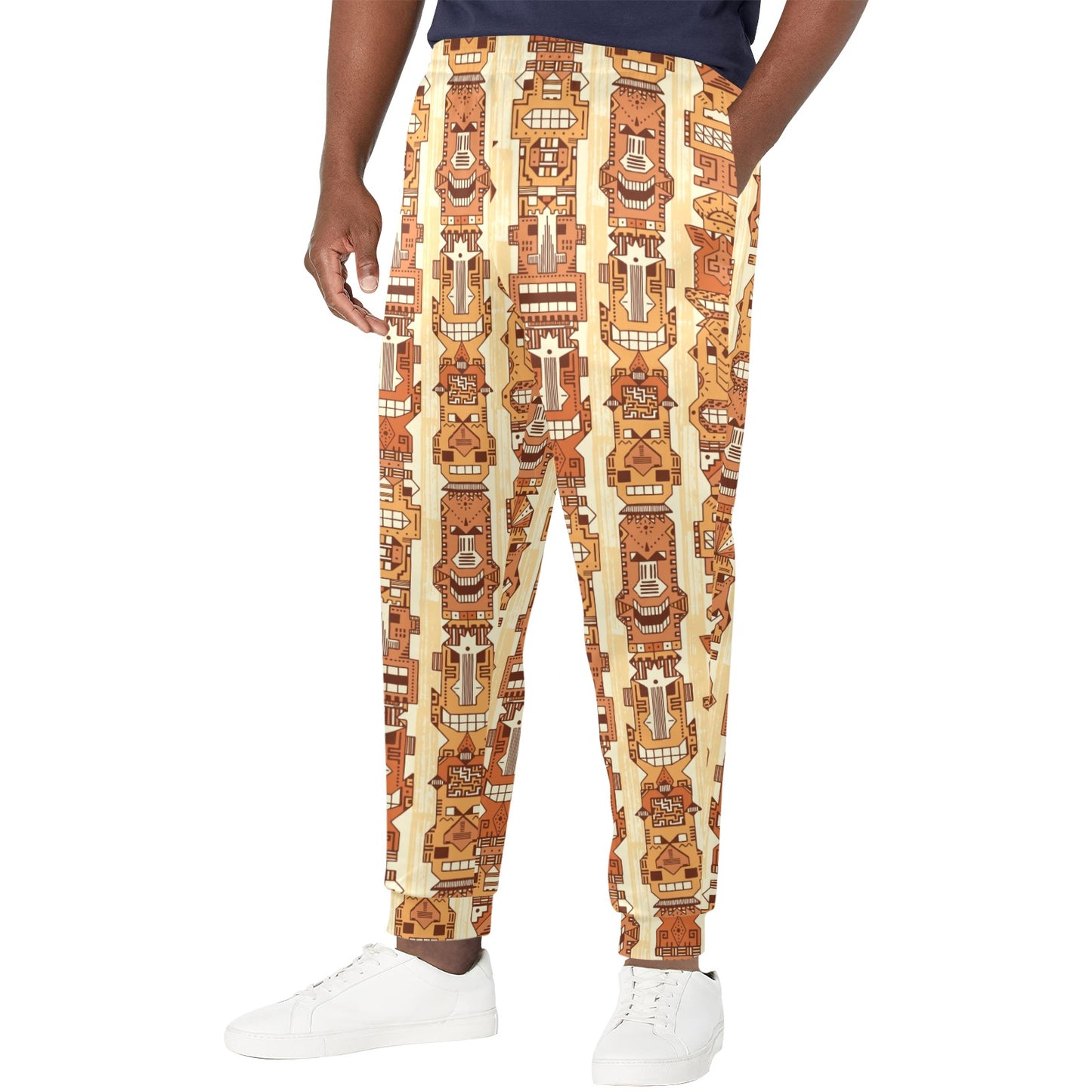 Tiki Orange Vertical Pattern Men's Casual Track Pants