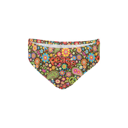 Flower Power Peace Paisley Themed Print Men's Swimming Briefs