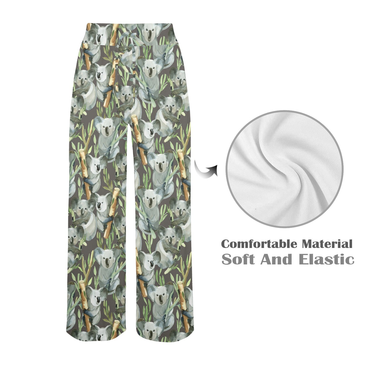 Koala Pattern Design Print Women's Wide Leg Lounge Pants