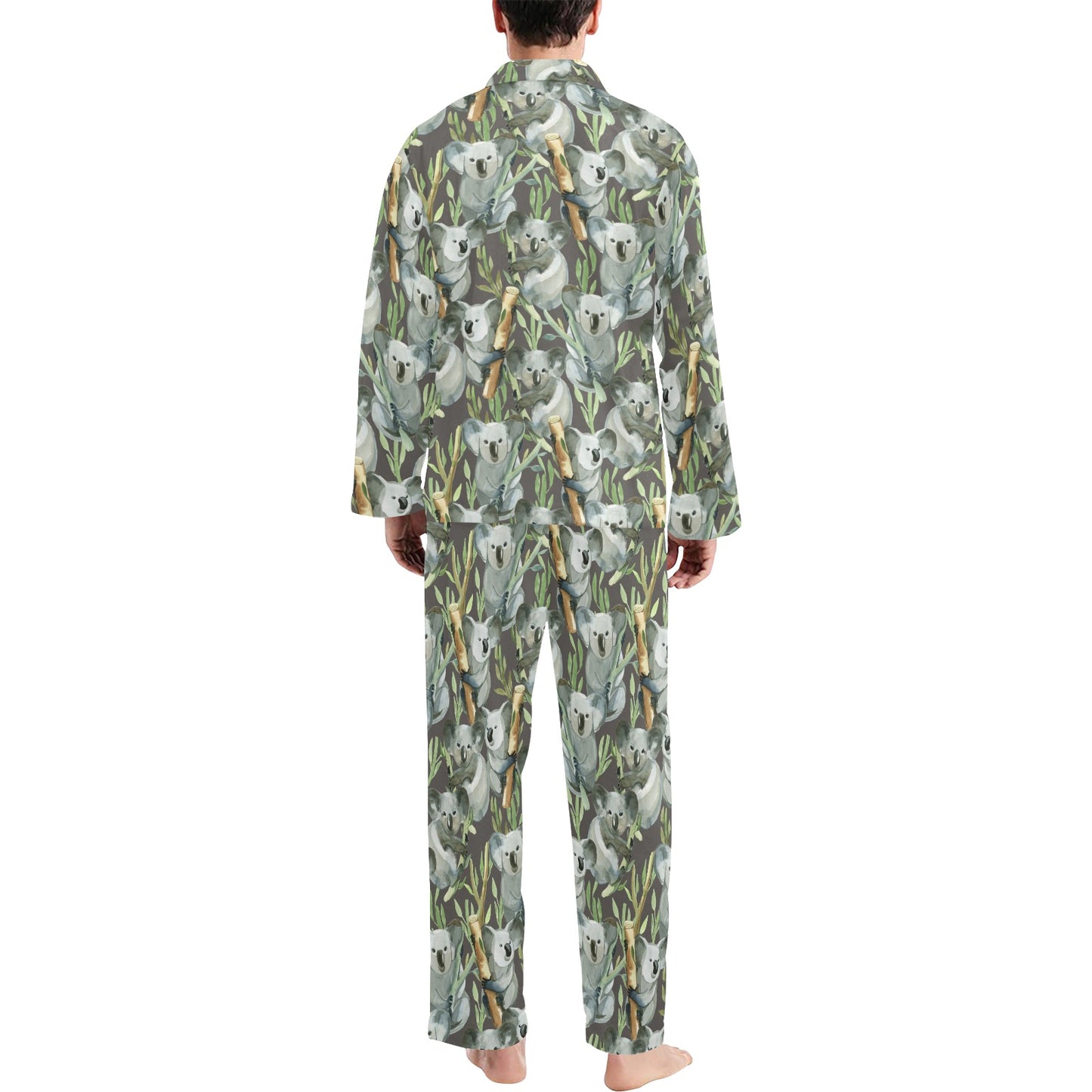 Koala Pattern Design Print Men's Long Pajama Set