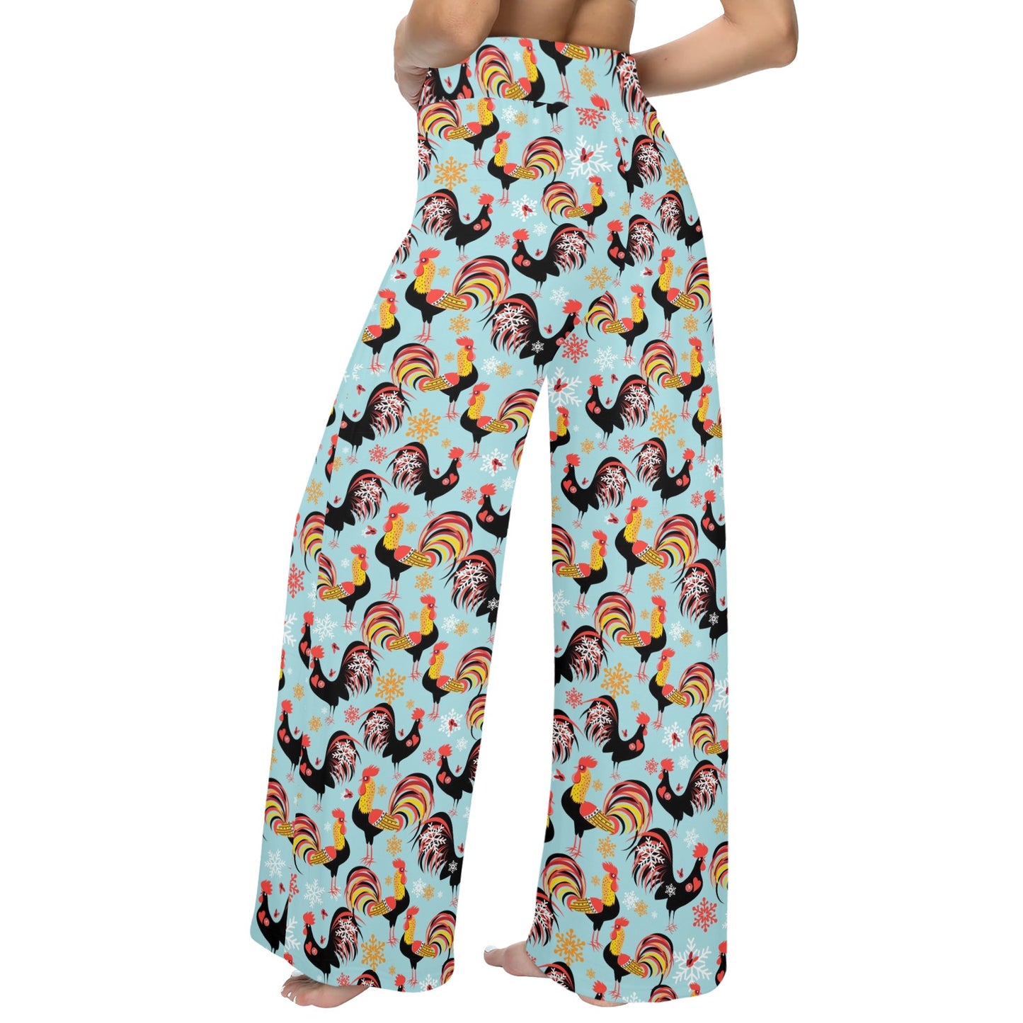 Rooster Themed Design Women's Wide Leg Lounge Pants