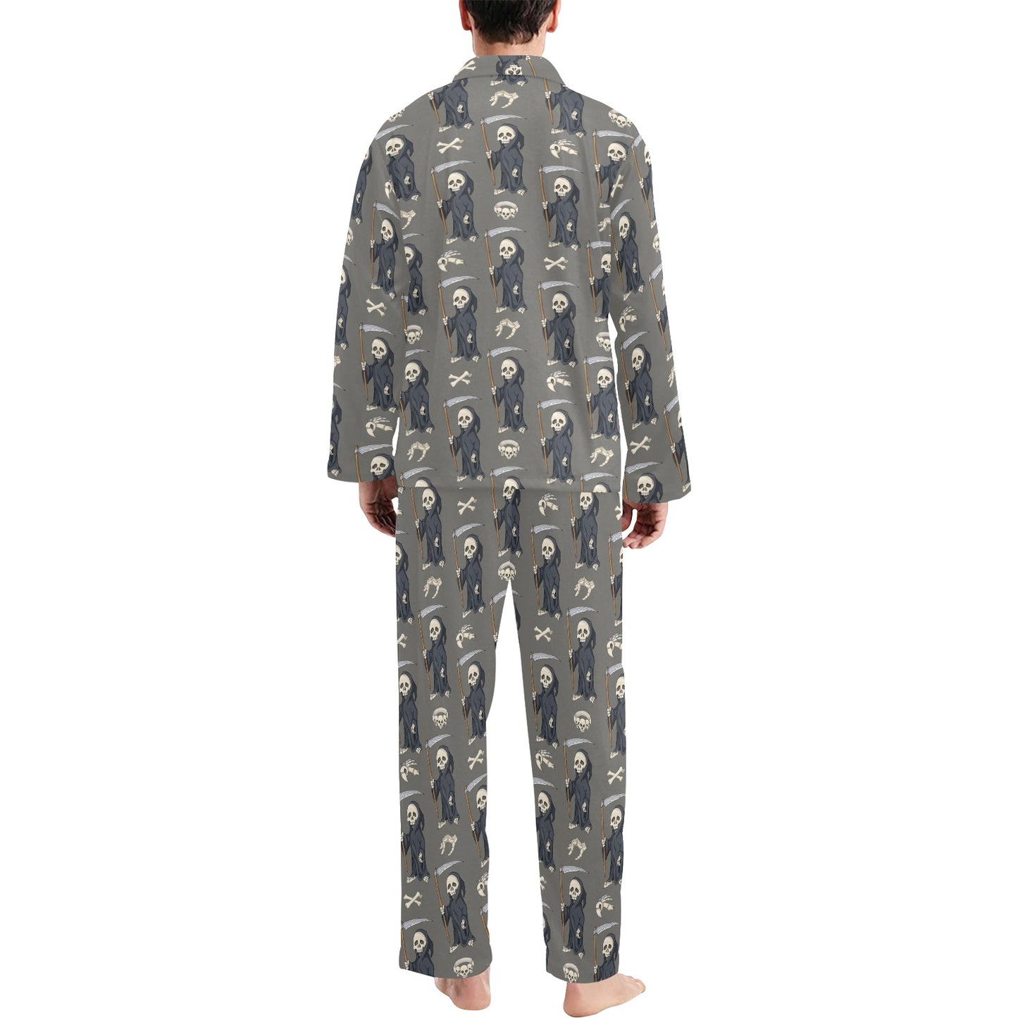 Skeleton Print Design LKS308 Men's Long Pajama Set