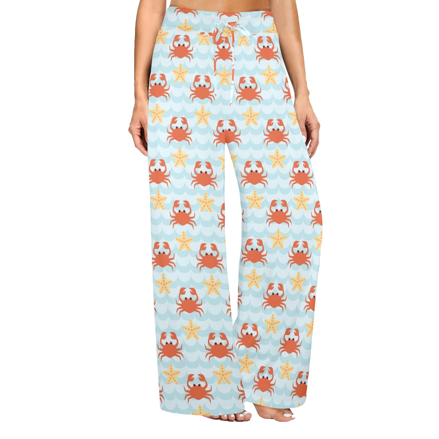 Crab Pattern Print Design 03 Women's Wide Leg Lounge Pants
