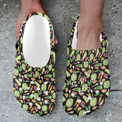 Vegan Draw Themed Design Print Unisex Clogs Shoes