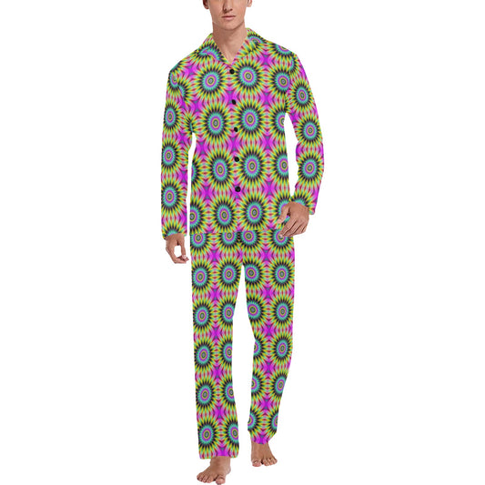 Optical illusion Flower Rainbow Style Men's Long Pajama Set