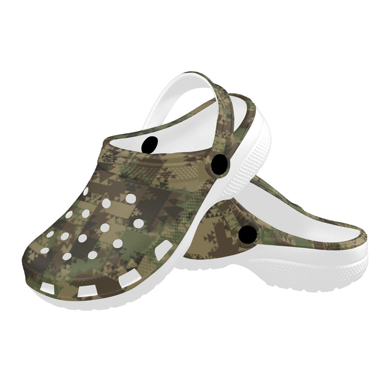 Camouflage Aztec Green Army Print Unisex Clogs Shoes