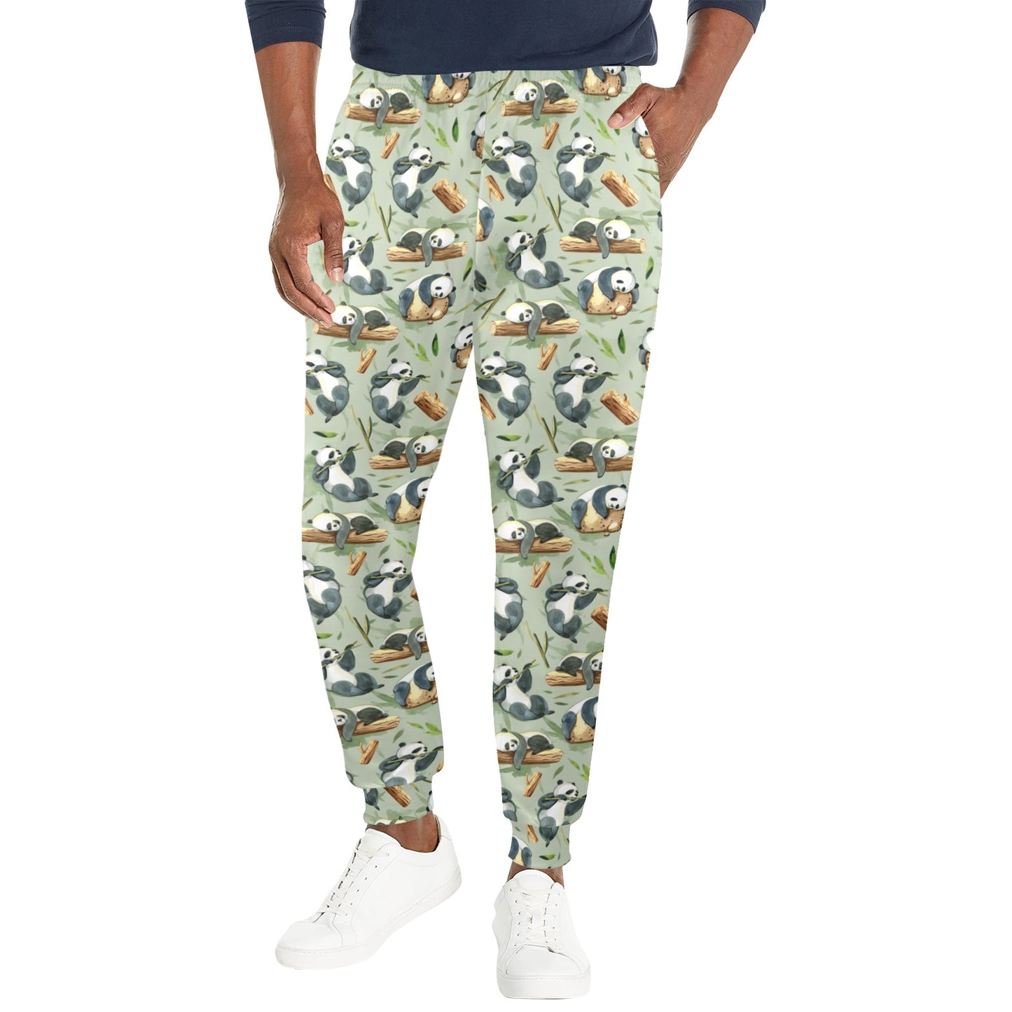 Panda Bear Design Bamboo Print Men's Casual Track Pants