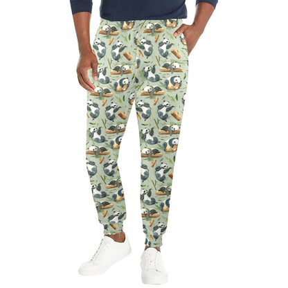 Panda Bear Design Bamboo Print Men's Casual Track Pants