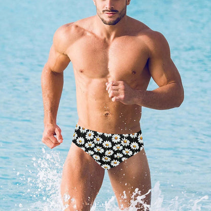 Daisy Print Pattern Men's Swimming Briefs