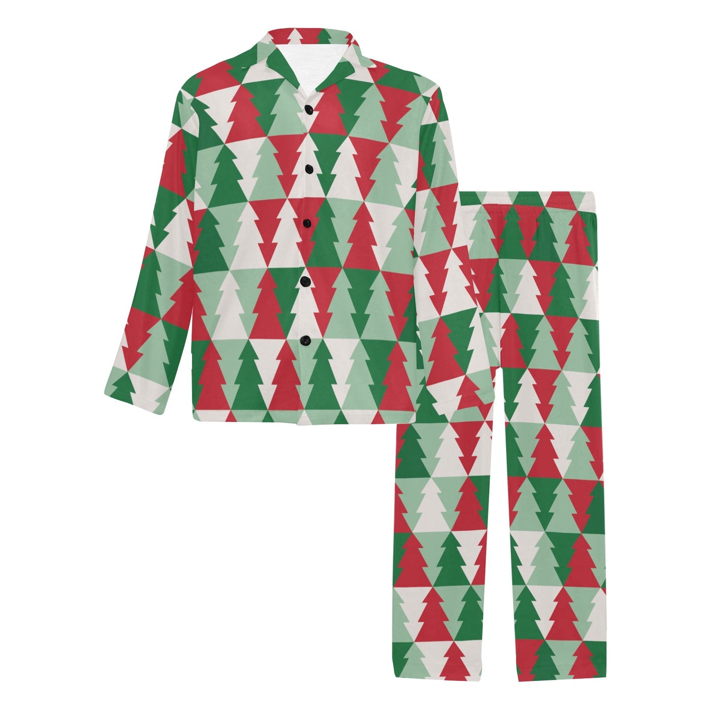 Christmas Tree Pattern Print Design 01 Men's Long Pajama Set