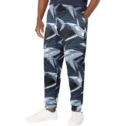 Shark Print Pattern Men's Casual Track Pants