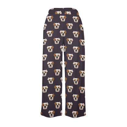 Bulldogs Pattern Print Design 03 Women's Wide Leg Lounge Pants