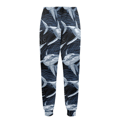 Shark Print Pattern Men's Casual Track Pants