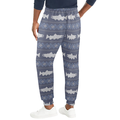 Salmon Fish Knit Style Print Design LKS304 Men's Casual Track Pants