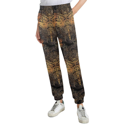 Gold Dragonfly Mandala Women's Casual Track Pants
