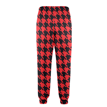 Houndstooth Red Pattern Print Design 03 Men's Casual Track Pants