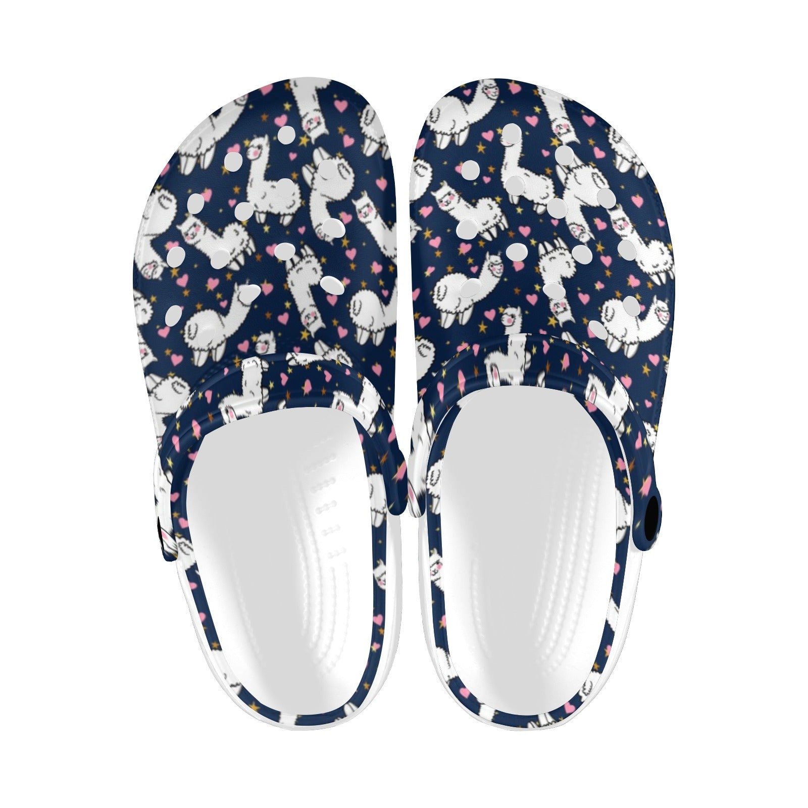 Alpaca Heart Star Design Themed Print Unisex Clogs Shoes