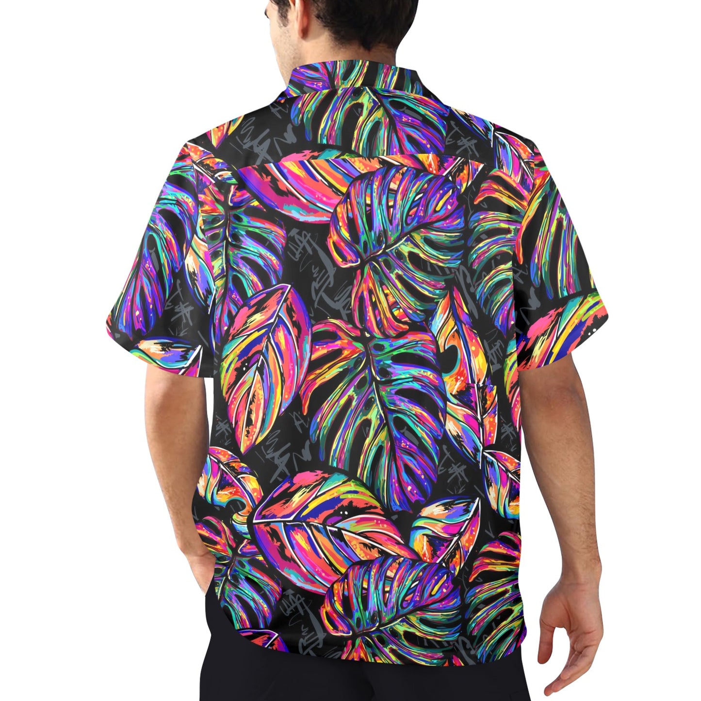 Neon Color Tropical Palm Leaves Men's Hawaiian Shirt
