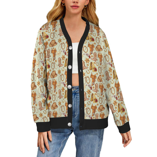 Western Cowboy Design Pattern Women's Cardigan
