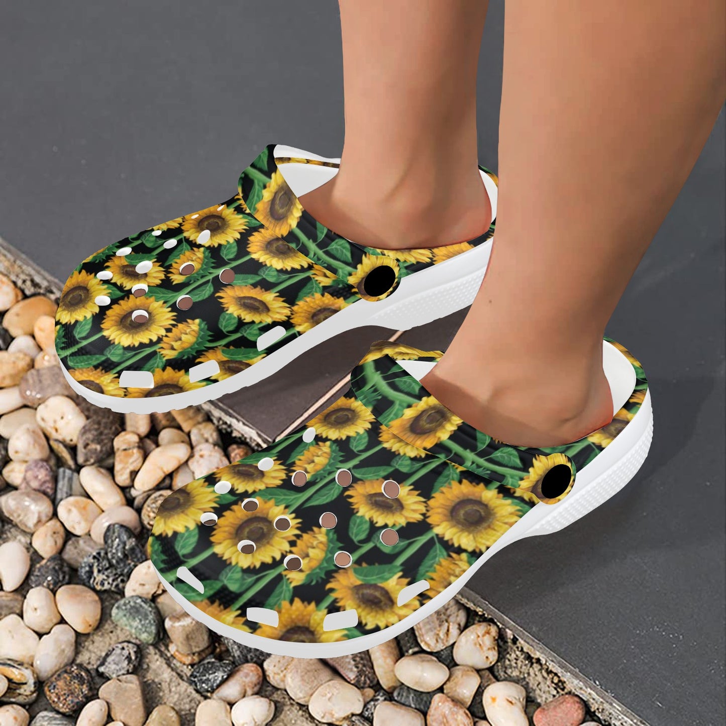 Sunflower Realistic Print Pattern Unisex Clogs Shoes