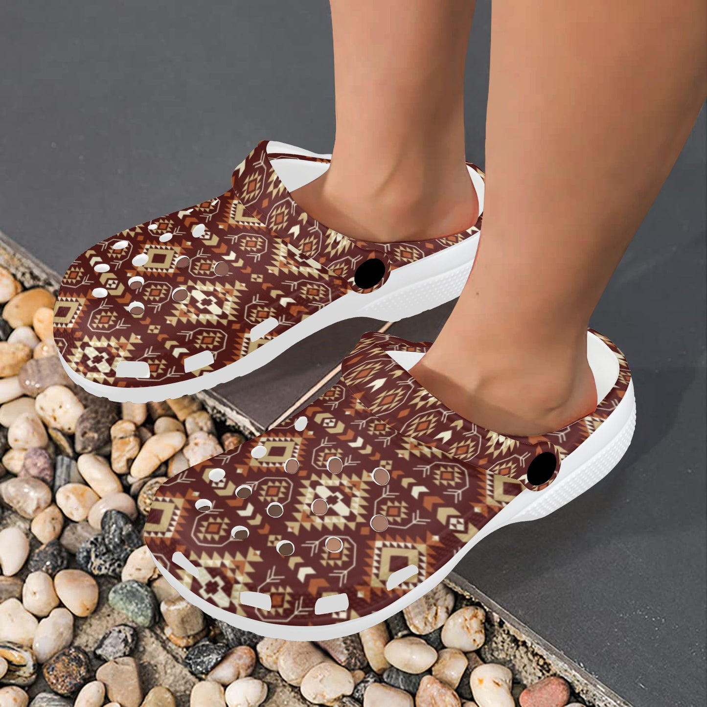 Navajo Native Color Print Pattern Unisex Clogs Shoes
