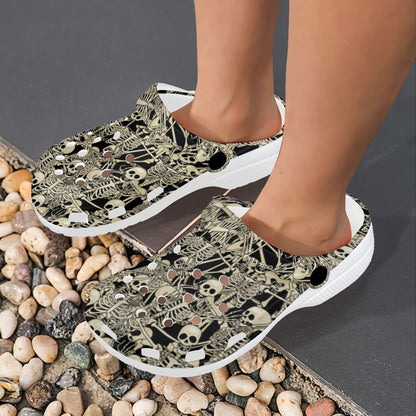 Skeleton Design Print Unisex Clogs Shoes