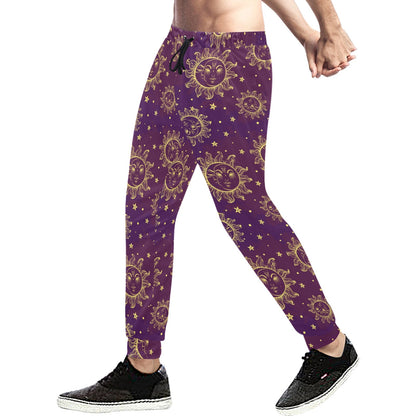 Sun Moon Star Design Themed Print Men's Sweatpants