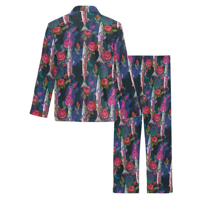 Barracuda with Folwer Pattern Print Design 01 Men's Long Pajama Set