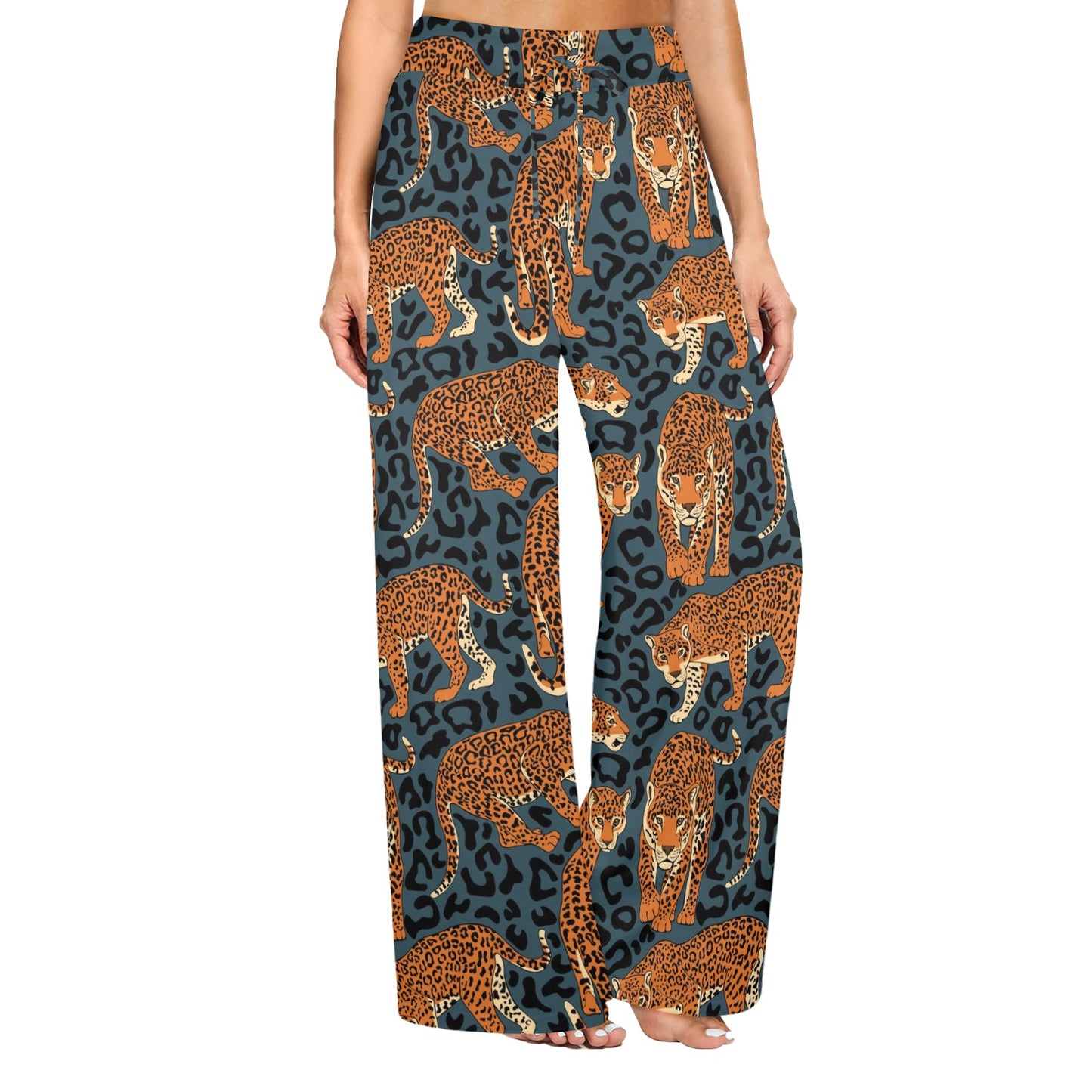Jaguar Pattern Print Design 04 Women's Wide Leg Lounge Pants