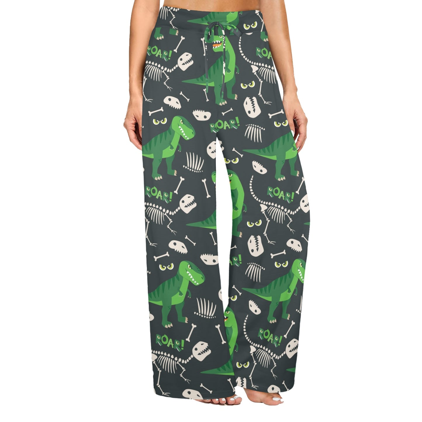 T Rex Pattern Print Design A05 Women's Wide Leg Lounge Pants