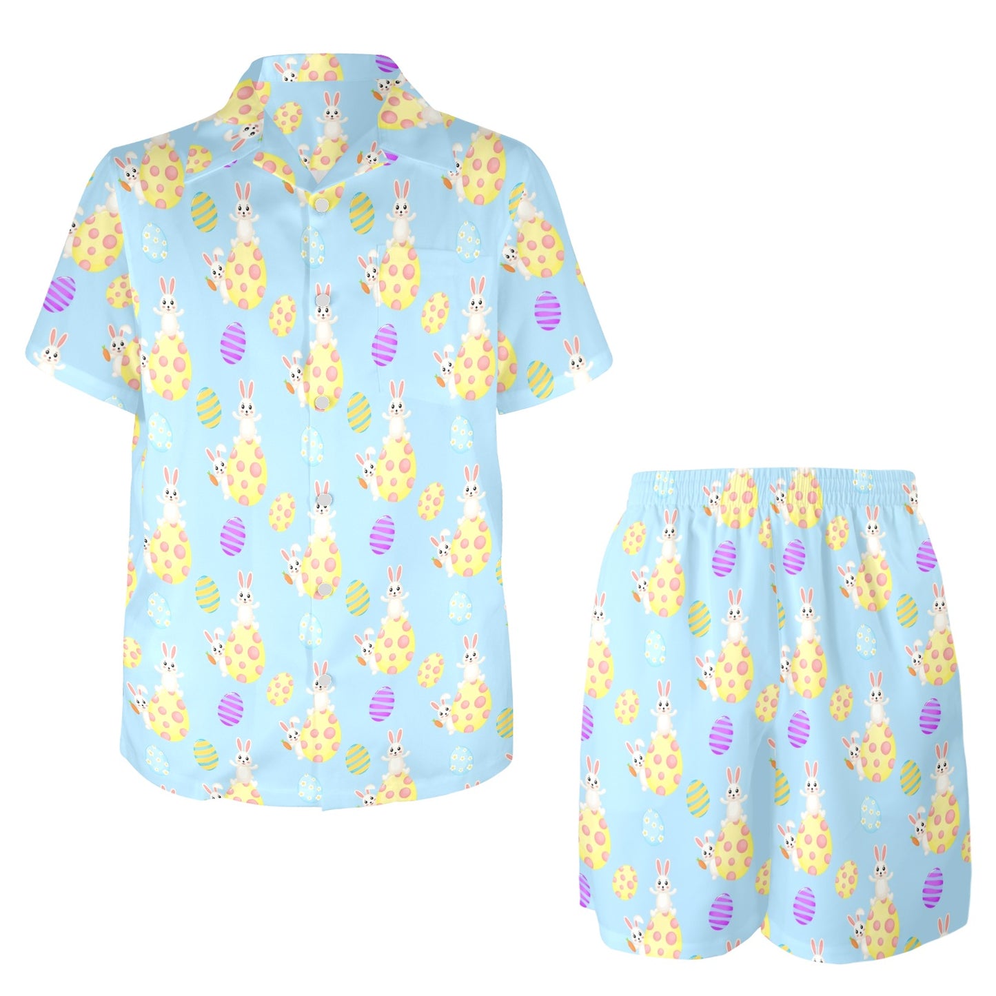 Easter Eggs Pattern Print Design RB015 Men's Beach Shirt and Shorts Set