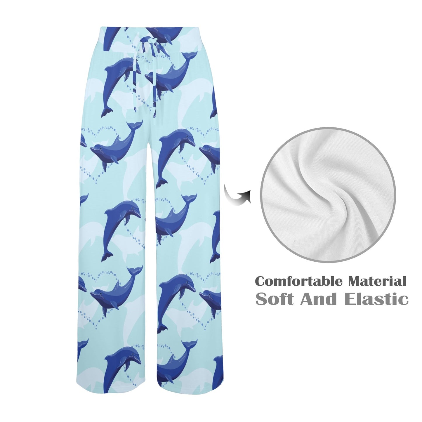 Dolphin Heart Pattern Women's Wide Leg Lounge Pants