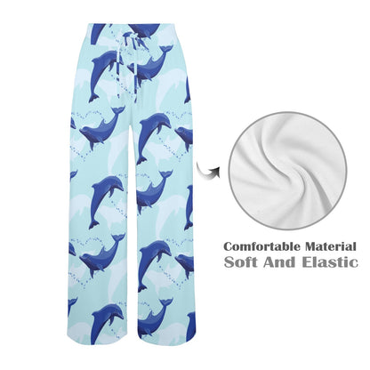 Dolphin Heart Pattern Women's Wide Leg Lounge Pants