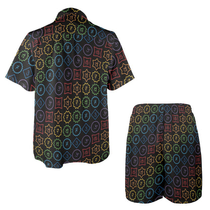 Chakra Colorful Symbol Pattern Men's Beach Shirt and Shorts Set