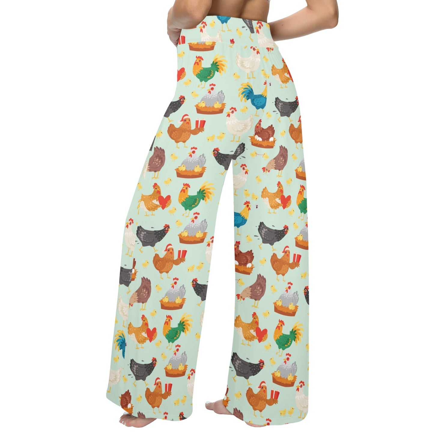 Chicken Pattern Print Design 07 Women's Wide Leg Lounge Pants