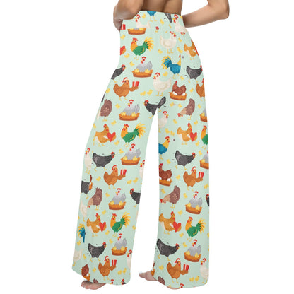 Chicken Pattern Print Design 07 Women's Wide Leg Lounge Pants