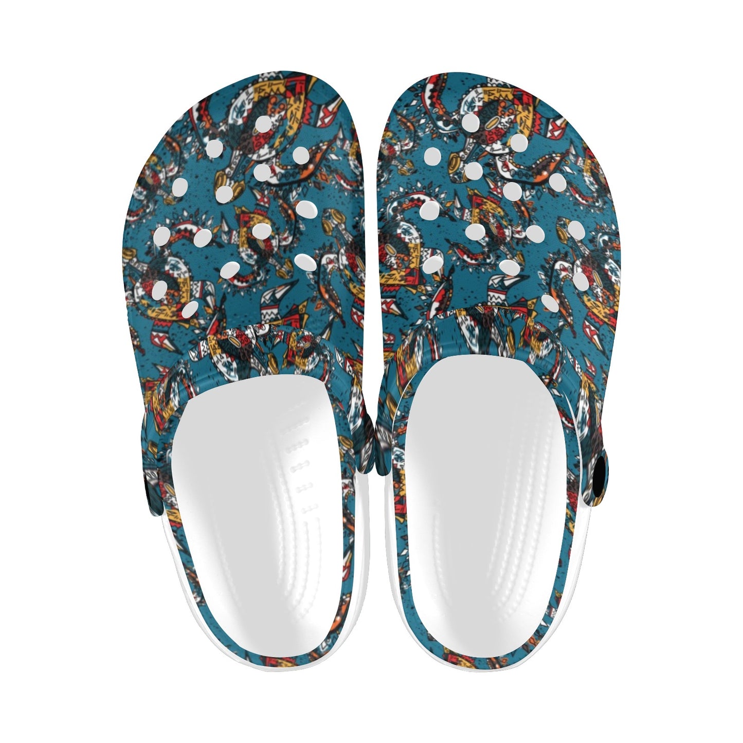 Sea Turtle Tribal Colorful Hand Drawn Unisex Clogs Shoes