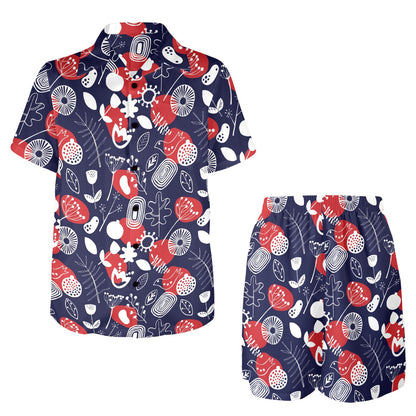 Nordic Pattern Print Design A02 Men's Beach Shirt and Shorts Set