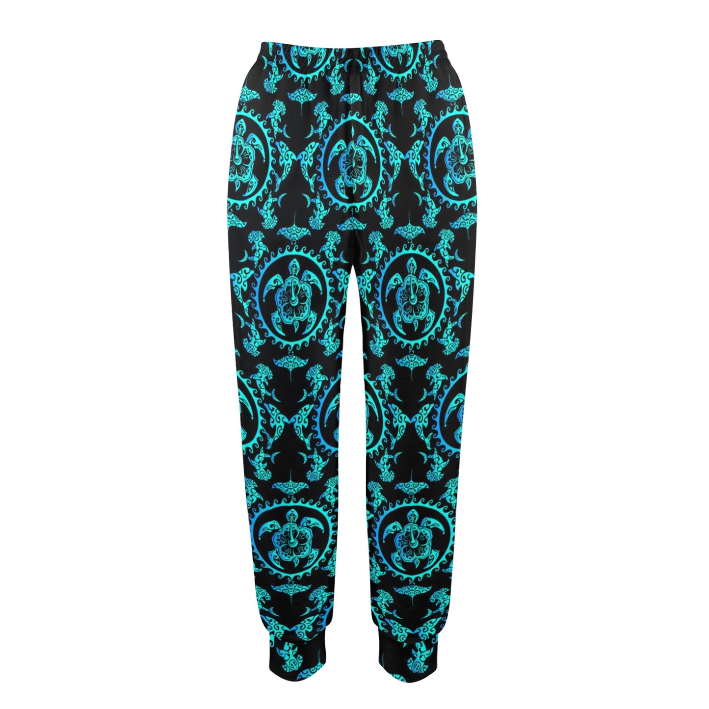 turquoise Tribal Sea Turtle Hawaiian Women's Casual Track Pants